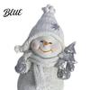 Cute Snowman Statue Gifts 2Pcs Christmas Figurine, Tabletop Decor, Resin Snow with Holiday Window Decorations Knit Hat Scarf for Home Mantel