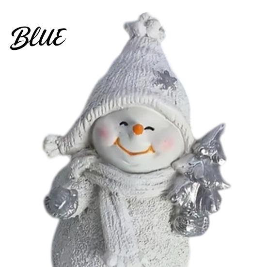 Cute Snowman Statue Gifts 2Pcs Christmas Figurine, Tabletop Decor, Resin Snow with Holiday Window Decorations Knit Hat Scarf for Home Mantel