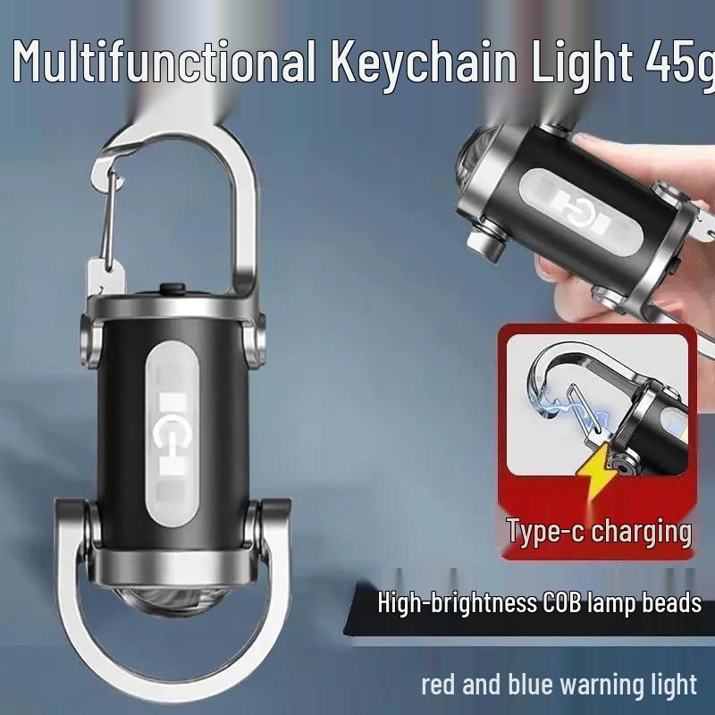 German Waterproof Multifunctional Mini Flashlight Keychain with Emergency Recharge & Large Floodlight