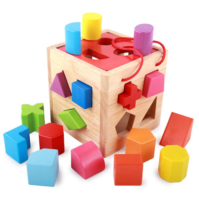 

Shape Portable Wooden Matching Puzzle Box Toy For Infant Learning Development