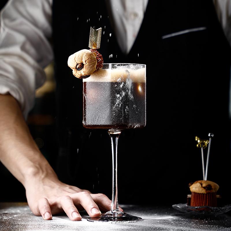 1/2 Pcs Square Goblet Cocktail Glass, Special Mix Glass, Personality Drink Glasses, Creative Bar Drinkware
