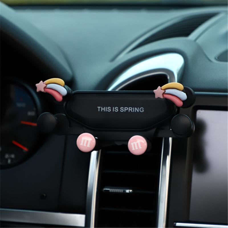 Soporte para teléfono móvil para coche de dibujos animados, soporte para teléfono móvil con gravedad de tendencia para coche lindo, soporte creativo para teléfono móvil telescópico para coche
