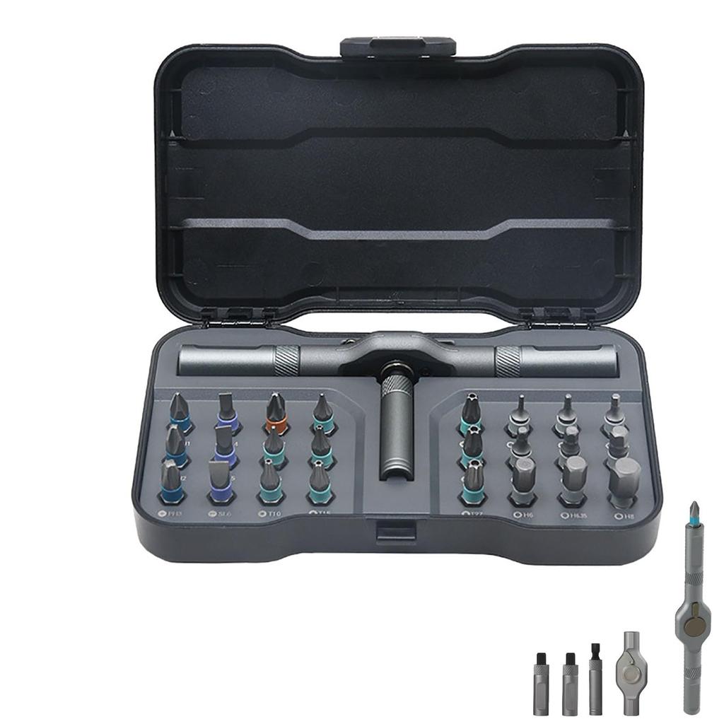 New Model Screwdriver Kit 24 In 1 Ratchet Magnetic DIY Combination Flexible Suitable for Furniture Assembly Electrical Repair