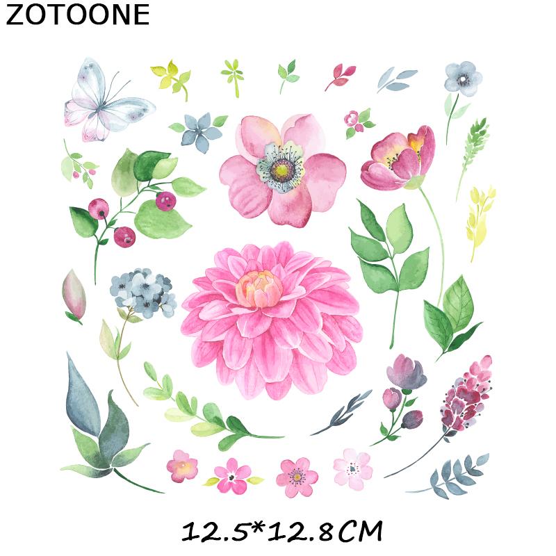 Iron-On Transfers For Clothing Patches For Clothes Set Stickers Diy Flower Patch Flex Fusible Transfer Vinyl Adhesive Stripe C