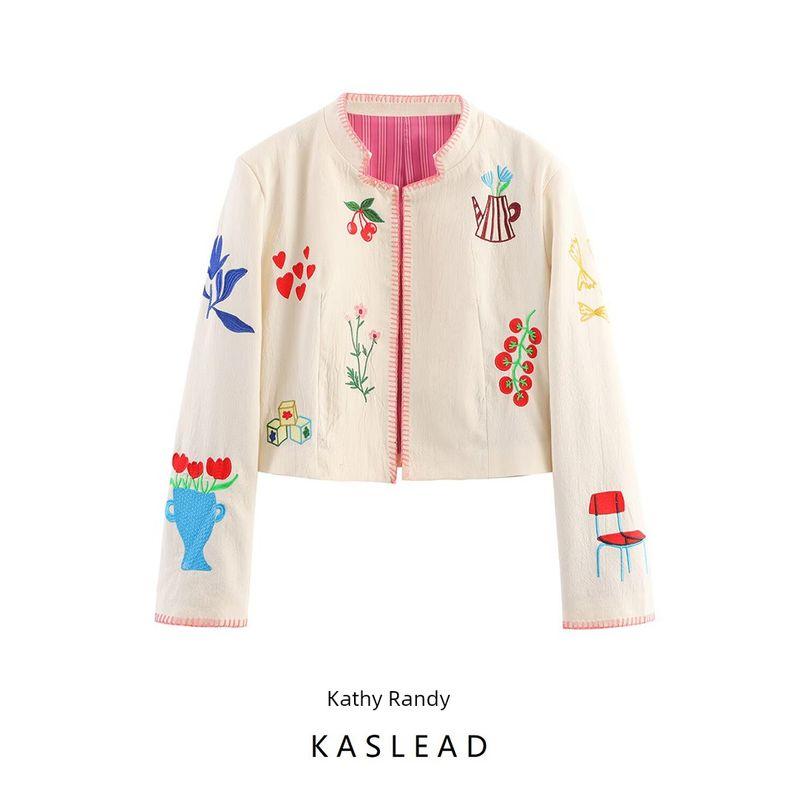 Kaslead New Women clothes Western Style Fashion Simple and Versatile Embroidery Outerwear 4786206