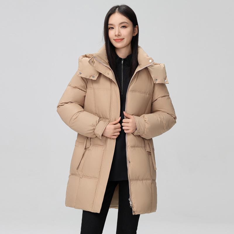 Cangzhou down cotton clothes women's hooded thickened streamers long down cotton clothes big quilt over the knee casual women's cotton jacket