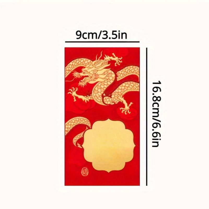 6Pcs Chinese Red Envelope Hong Bao Chinese Lucky Money Envelope Lucky Bag Cash Envelope for 2024 Dragon  Wedding Party Supplies