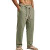 Men's Linen Drawstring Pants Lightweight Breathable Straight Leg Trousers Casual Summer Vacation Commuting Pants