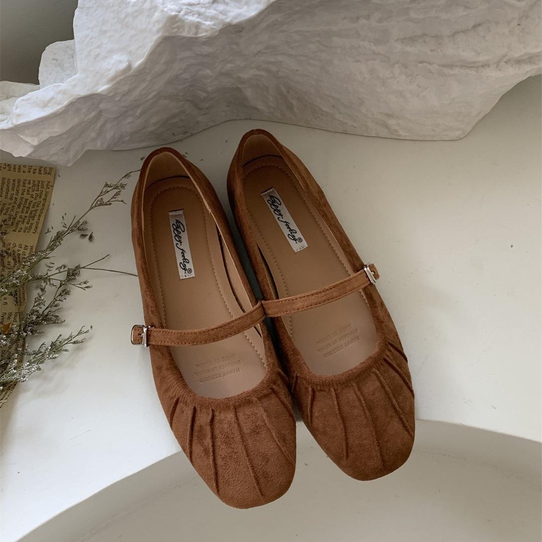 

Мода Bailamos Новый Бренд Женские Балетки Круглый Носок Неглубокие Слипоны Женские Повседневные Балетки Мягкая Кожа Элегантные Туфли для Платья 40 коричневый