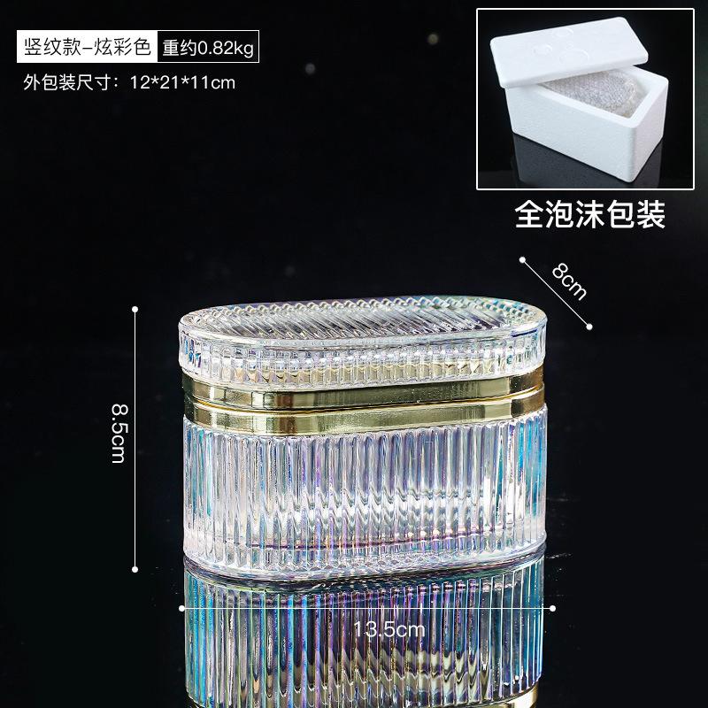 Nordic Minimalist Embossed Glass Jewelry Box Home Decor for Bedroom Dressing Table Desktop Storage Box & Decorative Ornament