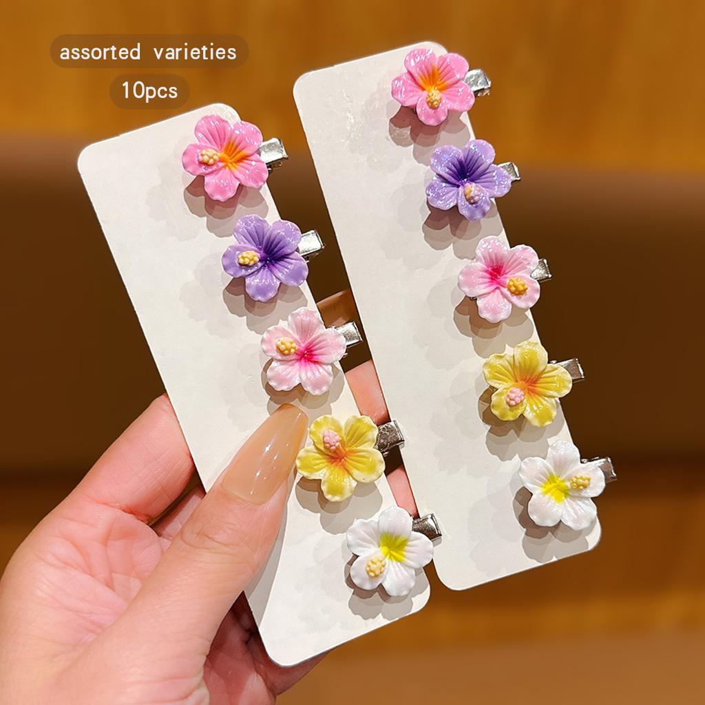 10 barevných náhodných sladkých květinových sponek do vlasů vhodných pro každodenní nošení jako vlasové doplňky