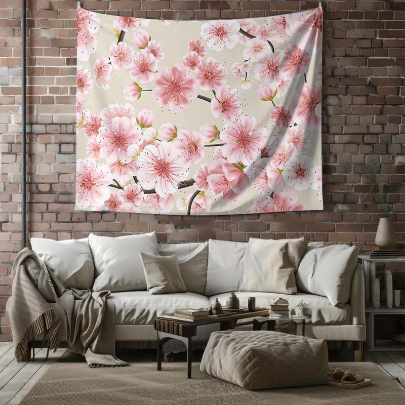 Pink Sakura Tapestry Romantic Bedroom Decor Fabric Floral Wall Hanging