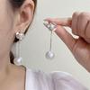Elegant Rhinestone Flower Pearl Tassel Earrings for Women - Convertible Wear