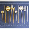 LEREVE Brand Cutlery 10 Colors Dinner Cutlery Gold Set, Arete, Available, Knife, Fork, Spoon, Teaspoon, Chopsticks, 5-Piece Set,