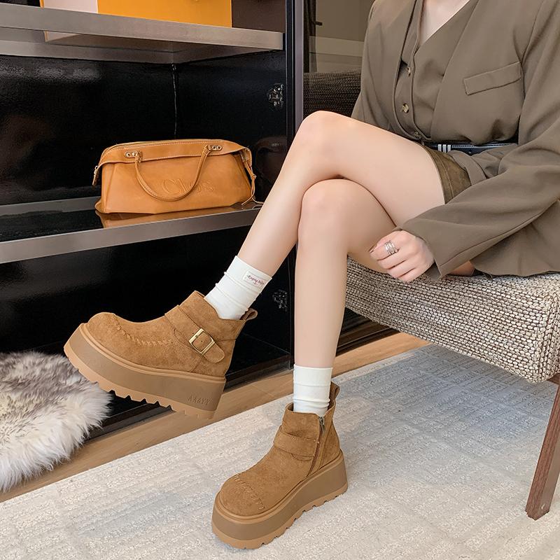 NEW Designer Platform Ankle Boots Woman Suede Shoes Warm Snow Boot Woman 2026 Winter Trend Fashion Walking boot