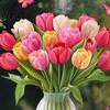 Sunlight Friendly Window Decal Spring Summer Flowers Clings Double Sided Tulip/Rose/Wildflowers Damage-free Sticker In Vase Decals Anti-Collision