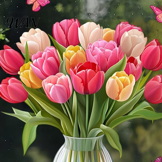Sunlight Friendly Window Decal Spring Summer Flowers Clings Double Sided Tulip/Rose/Wildflowers Damage-free Sticker In Vase Decals Anti-Collision
