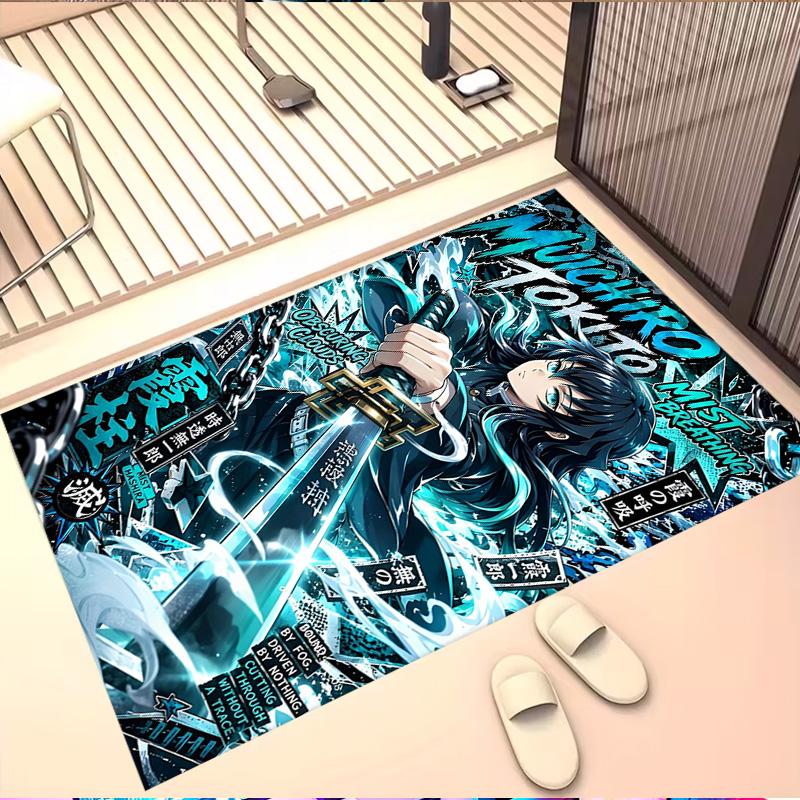 Demon Slayer Print Rug, Washable Floor Carpet, For Entryway Dorm Laundry Room Office Study, Home Decor Birthday Christmas Gift