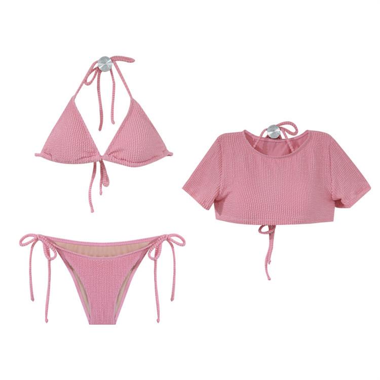 2025 Elegantes Rosa Dreiteiliges Sexy Bikini-Set für Frauen - Schicke Resort-Bademode