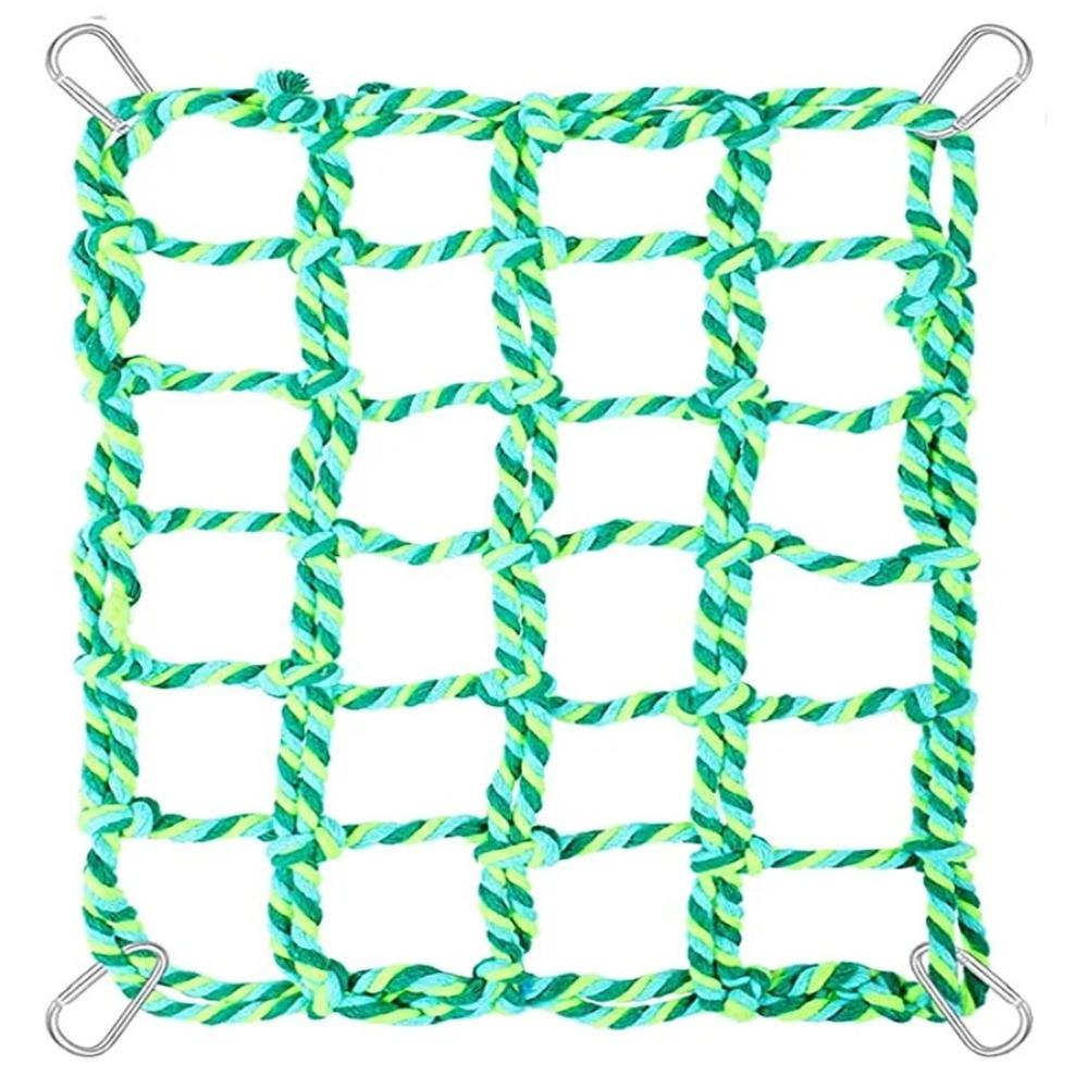 Kreatives Baumwollseil Haustier-Kletternetz Bunt mit Haken Papageienhaken Netzkäfig Zubehör
