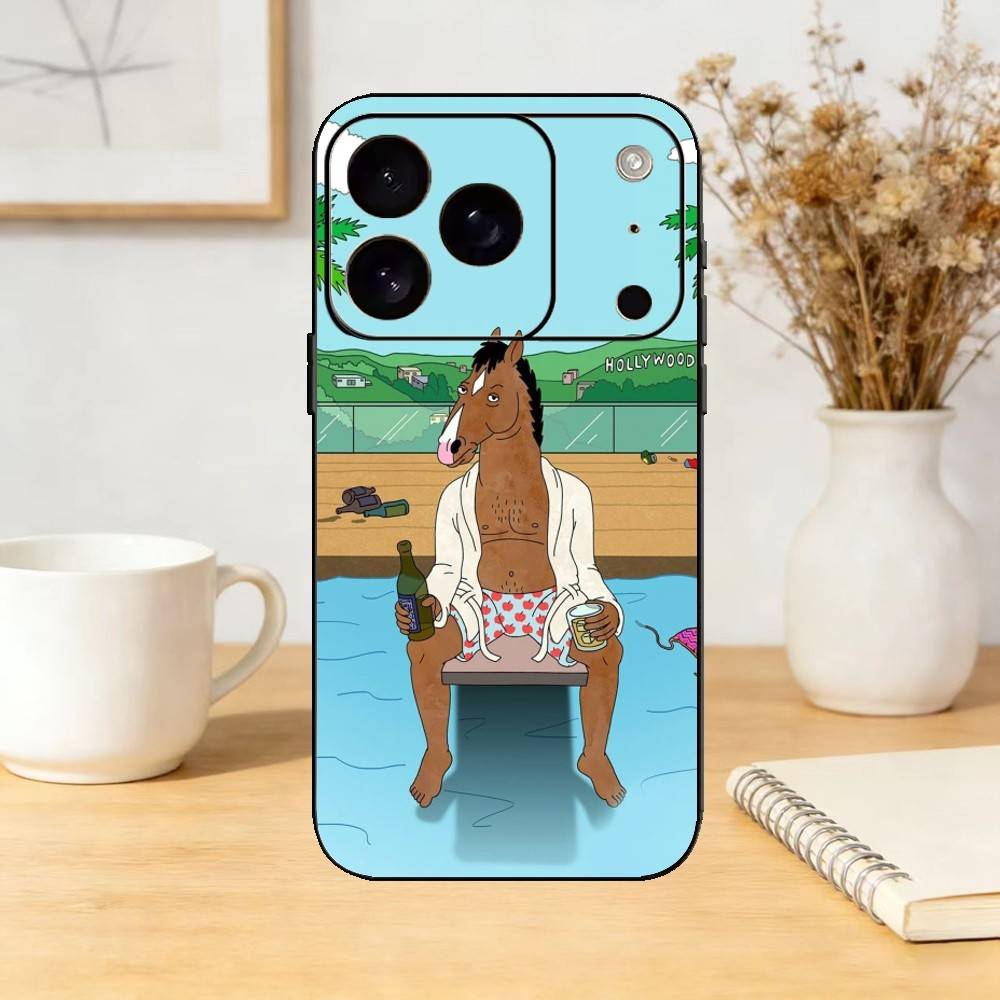 BoJack Horseman Phone Case For iPhone 17,16,15,14,13,12,11 Plus,Pro Max,SE4Soft Silicone Black Cover