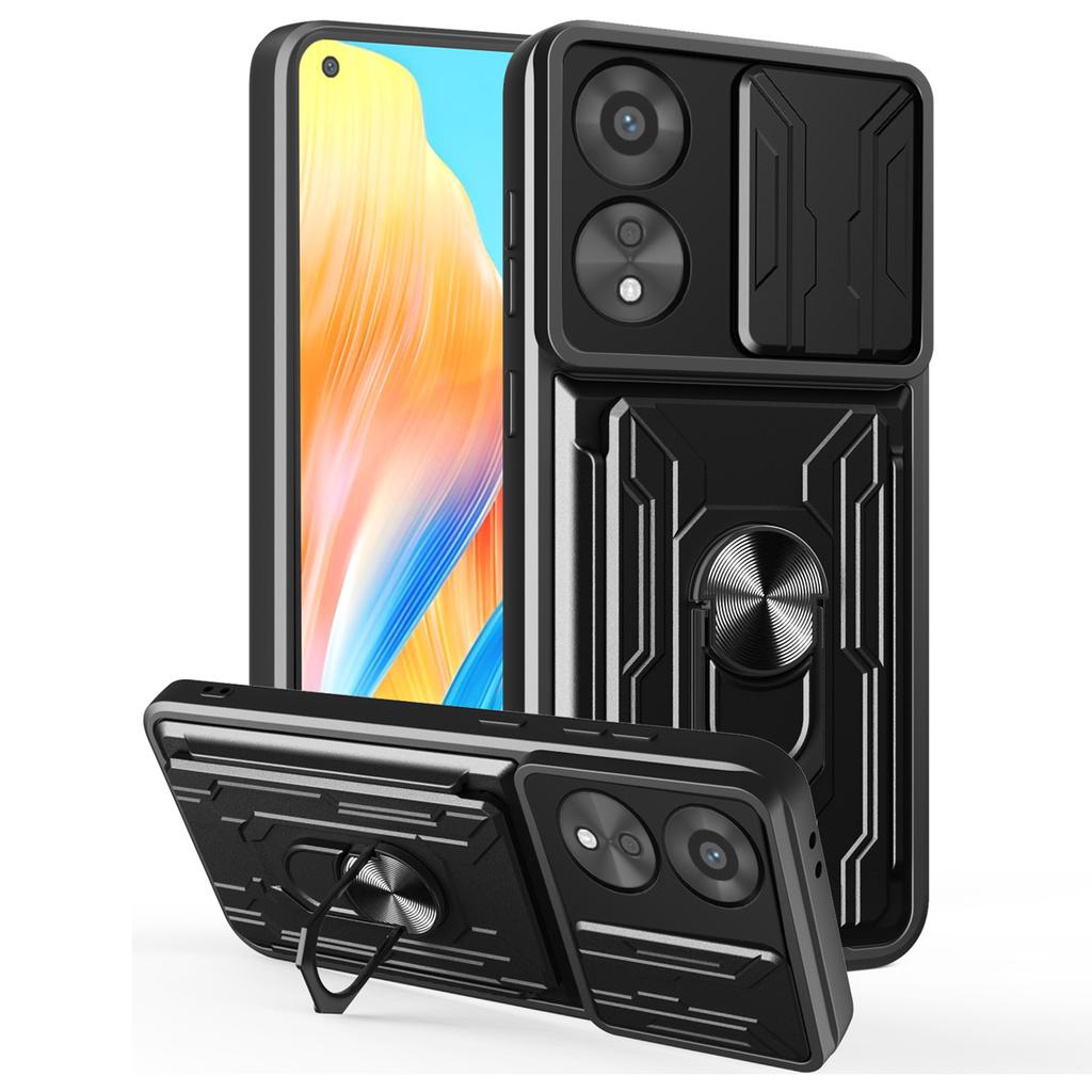 Für Oppo A78 4G Hülle PC+TPU Ständer Handy Rückseite mit Kameraschieber