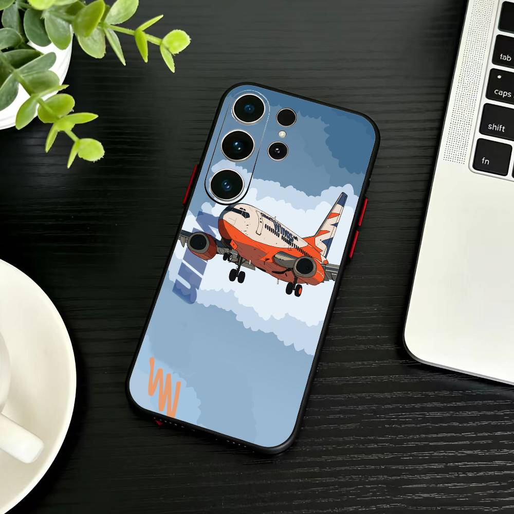 B-Graffiti Travel Airplane Pattern Phone Case For Samsung S26,S25,S24,S23,S22,S21,S20,Plus,Fe,Lite,Others Black Cover