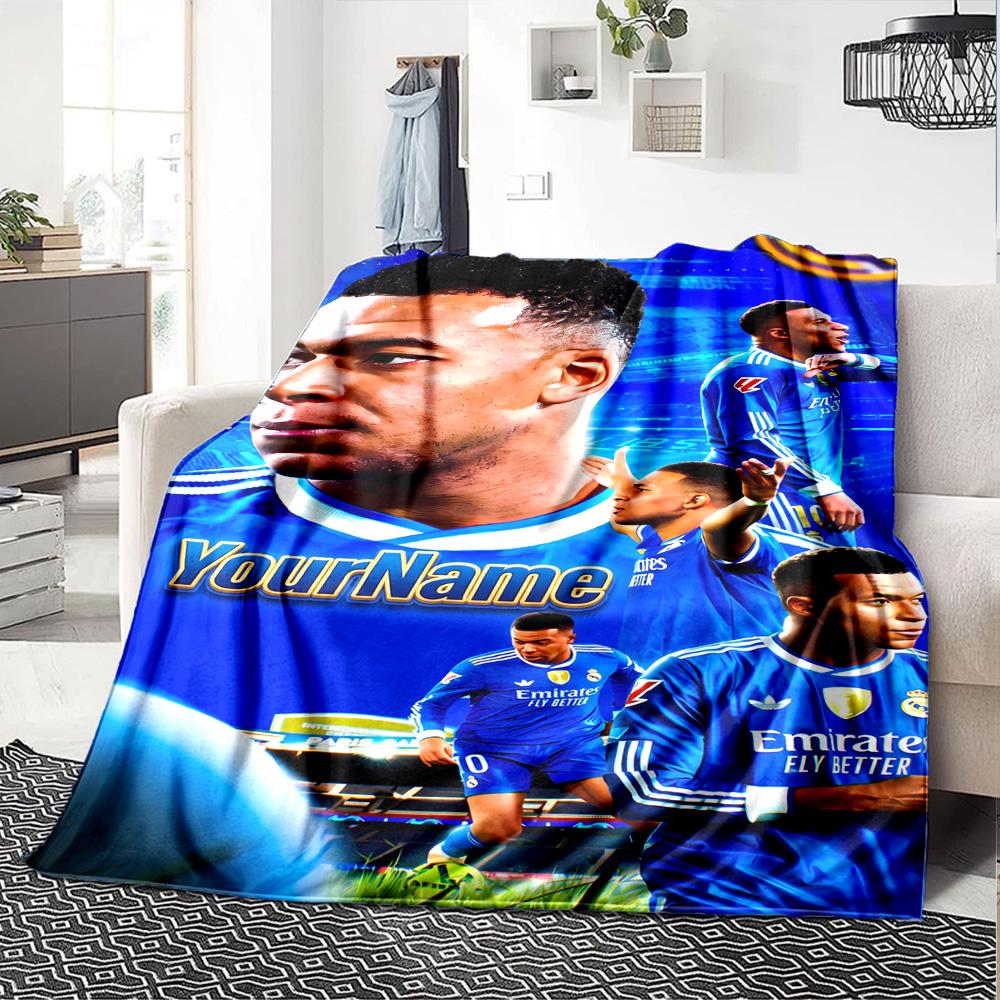 Mbappe Customize Your Name Blanket Multi-purpose Personalized Blanket Durable Comfort Great for Office Chair Living Room Home Decor Chair