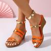 Fashion On A Wedge Med Shoes Low Slippers Women Summer Big Size Lady Pantofle Slides Platform Girl 2025 Rubber Rome Fabric PU Hoof