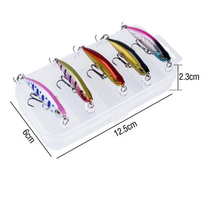 5 Stück Langstrecken-Köderfischköder Minnow 5g/5cmMikro-Größe Künstlicher Köder Box-Version, Sinking Minnow