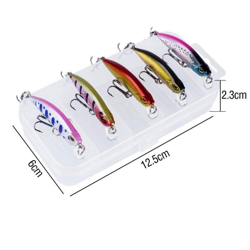 5PCS Long-Range Lure Fishing Bait Minnow 5g/5cm Micro-Sized Sinking Artificial Bait Boxed Version for Angling