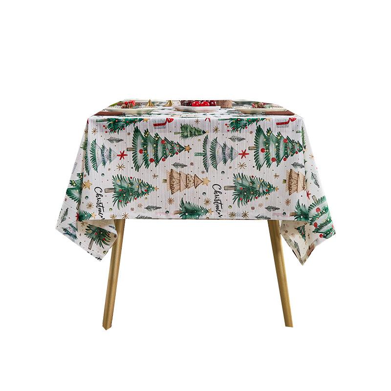 Tablecloth Party Printed Tablecloth Labeled New Year'S Tablecloth Polyester Christmas Snowflake Tablecloth