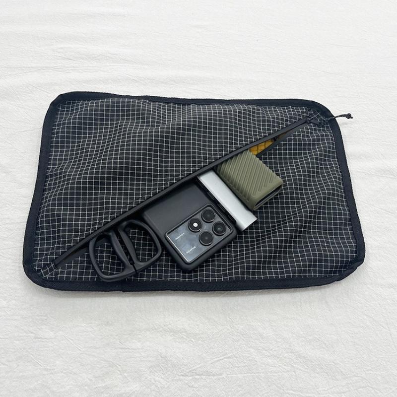 Multifunctional 2-in-1 Pillow Storage Pouch Grid Design Makeup Organizer for Outdoor Camping Car Headrest