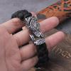 Never Fade Rock Viking Wolf Bracelet Men's Handmade Cord Can Open Wolf Mouth Punk Bracelets Biker Jewelry