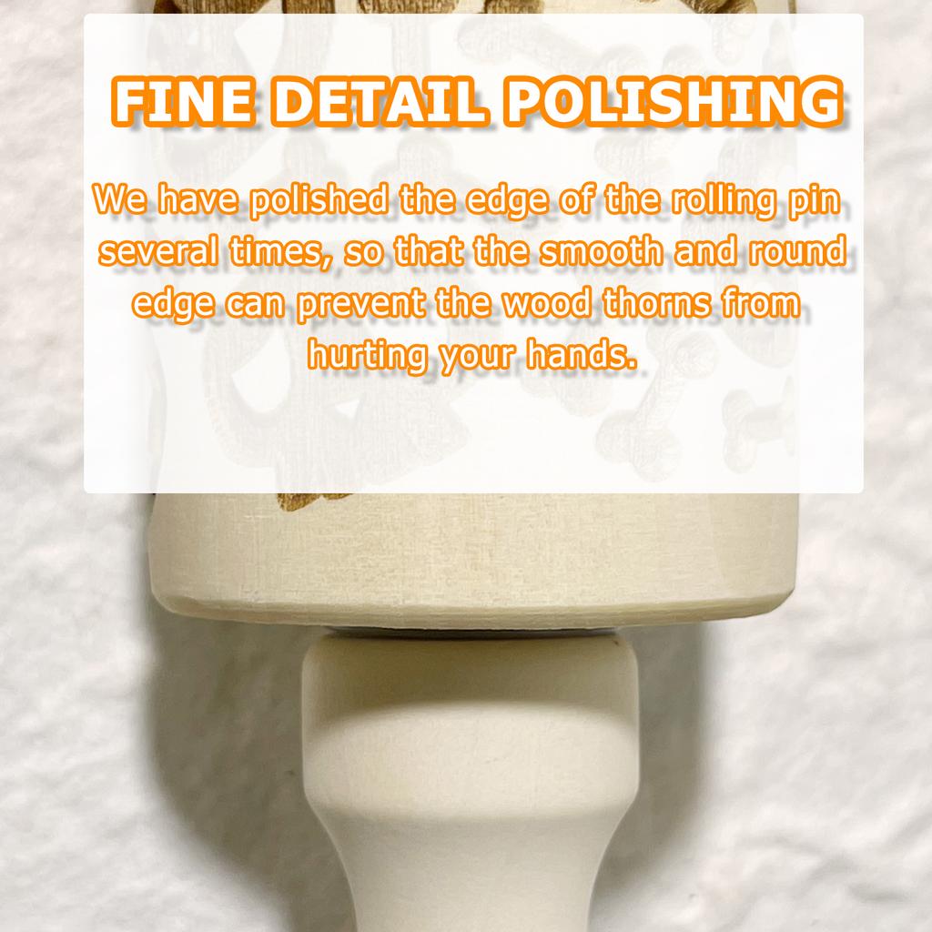 Wooden Rolling Pin for Christmas, 3D DIY Engraved Embossing Rolling Pins with Xmas Reindeer Flower Pattern, for Baking Cookies