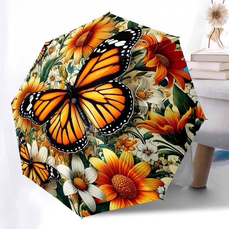 Purple Butterfly Umbrella Automatic Open/close, Sturdy Iron Frame & 8-Rib Structure, Umbrella for Women & Men, Christmas Gifts