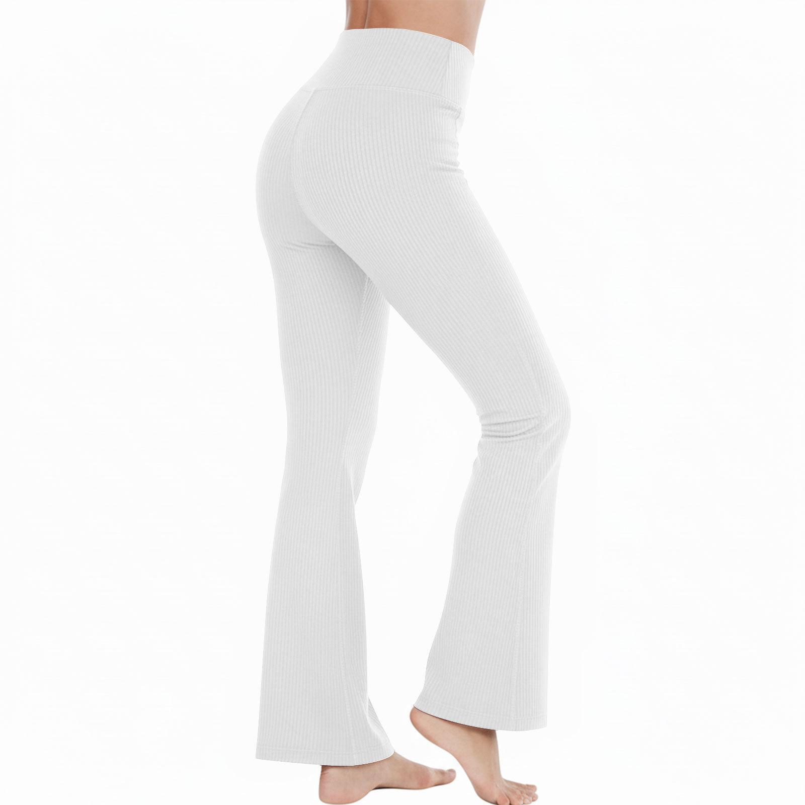 

High Waist Ribbed Flared Leggings for Women Slim Fit Stretchy Bootcut Pants with Tummy Control and Butt Lifting Design for Yoga Fitness M
