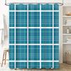 Blue Plaid Shower Curtain Waterproof Bath Mat Home Decor