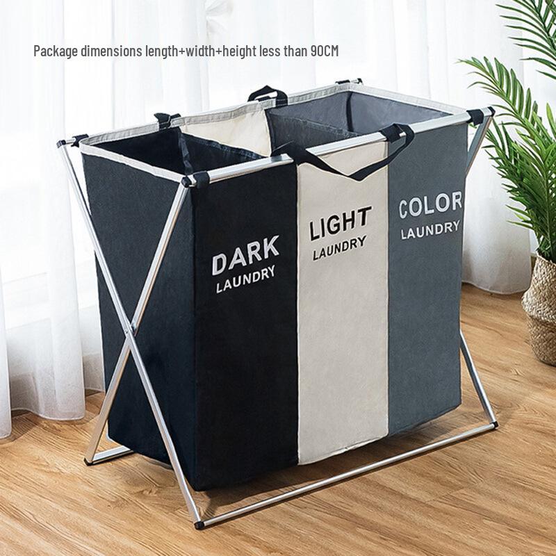 Foldable Oxford Cloth Laundry Basket - Single & Multi-Compartment Options for Bathroom Storage
