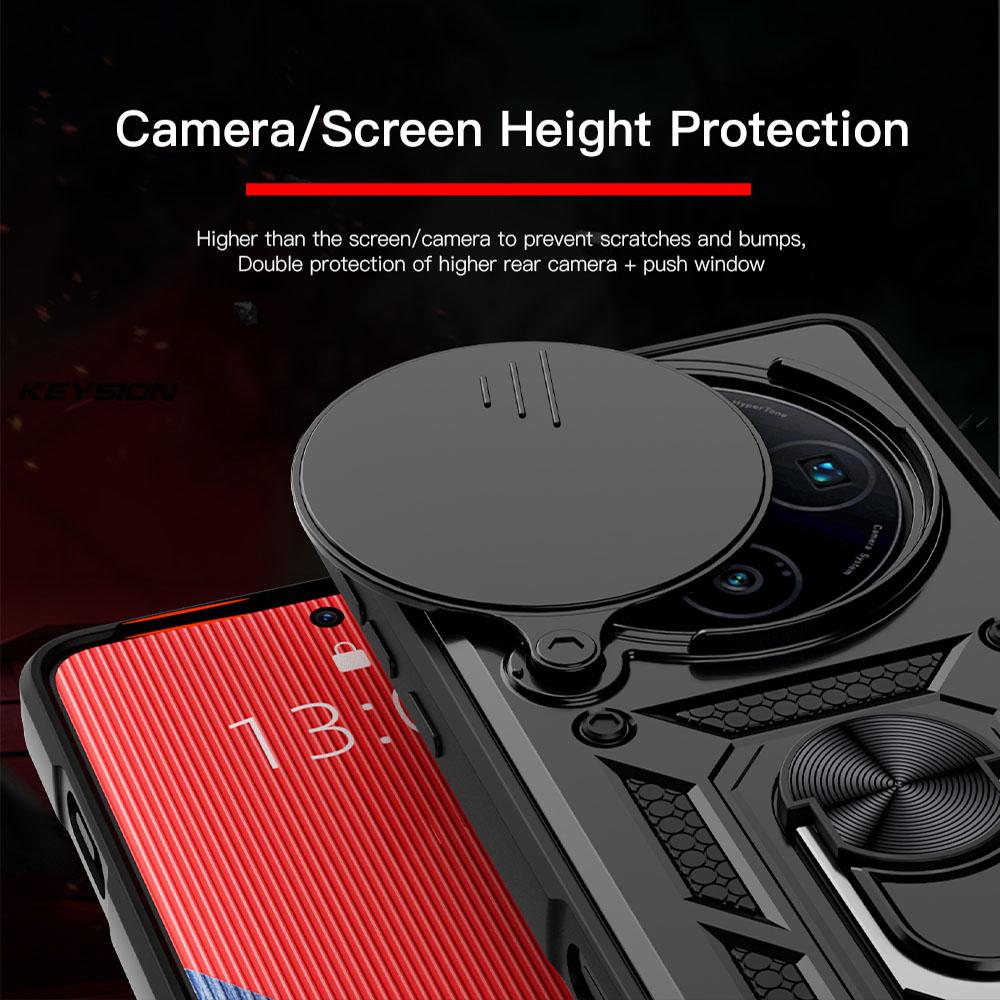 KEYSION Shockproof Armor Case for OPPO Find X8 Pro 5G Slide Camera Protection Ring Stand Phone Back Cover for OPPO Find X8 Pro