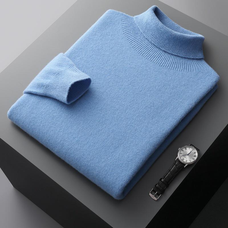 Spring & Autumn Men's Pure Wool Plus Size Knit Sweater - Versatile, Trendy, Lightweight.