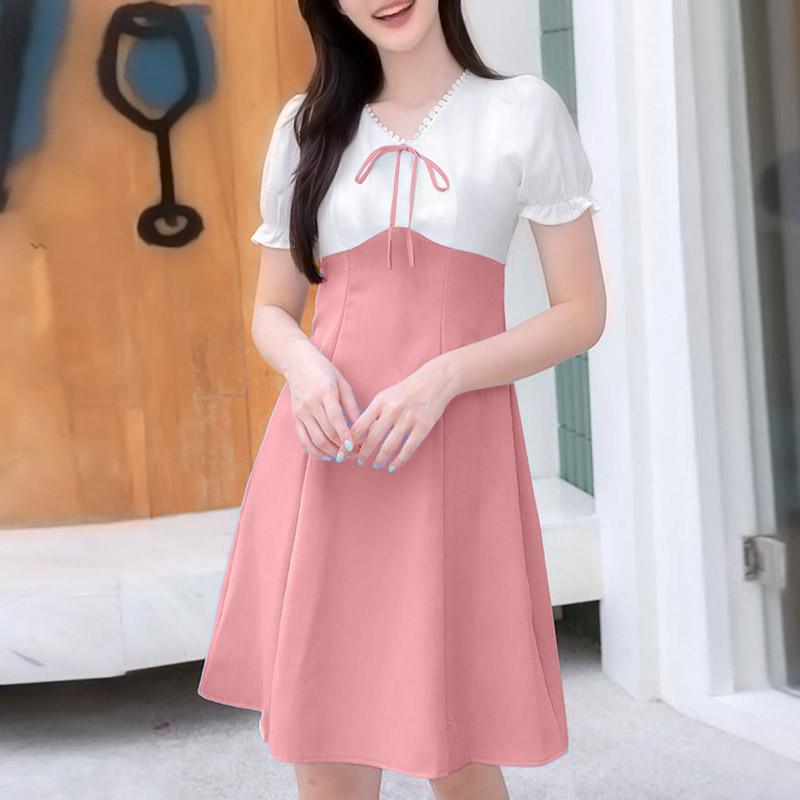 

ZANZEA Женское летнее платье с V-образным вырезом, повседневное, с короткими рукавами, в стиле пэчворк S