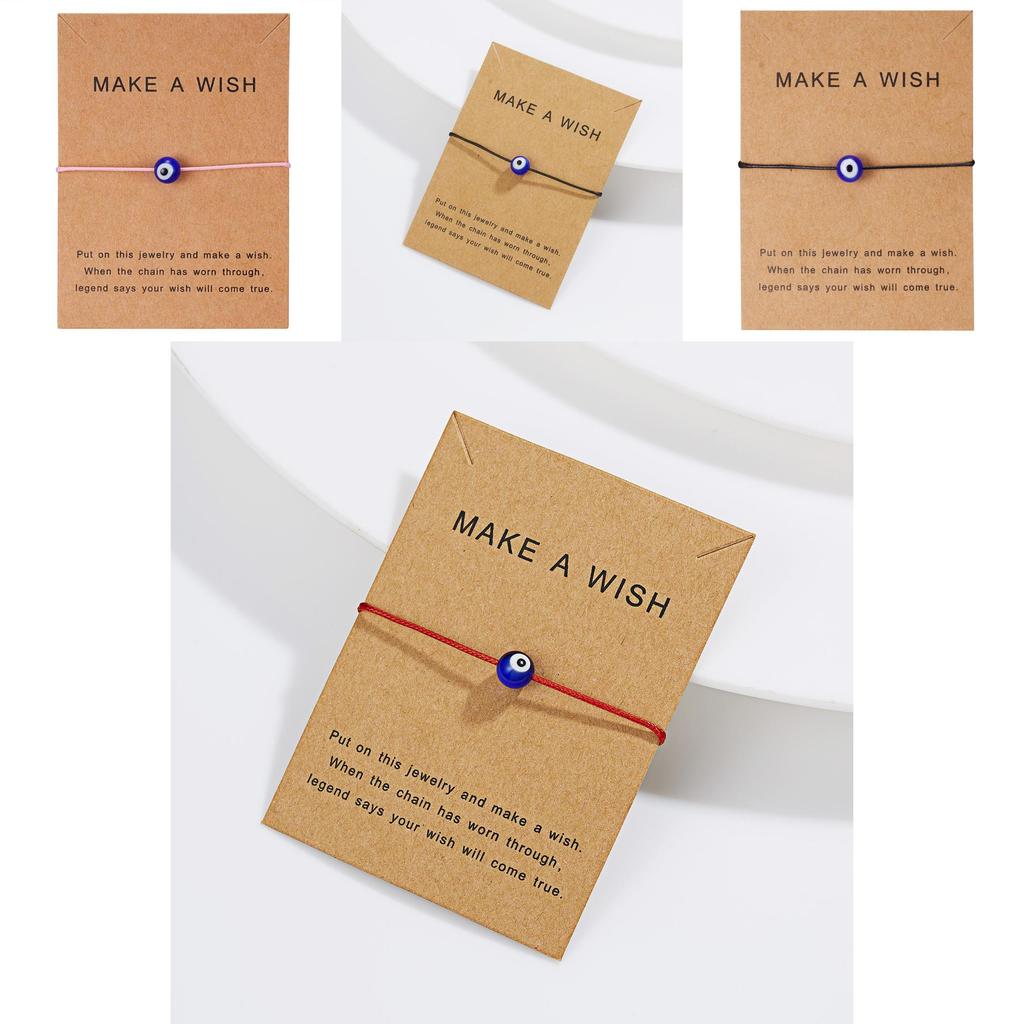 Make A Wish Paper Card Evil Eye Jewelry With Beads And Alloy For Men And Women