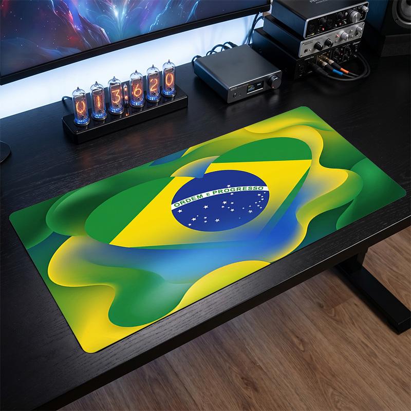 Podložka pod myš s logem brazilského fotbalu, prodloužená protiskluzová gumová podložka na stůl pro hraní her, kancelář, notebook, dárek pro fanouška
