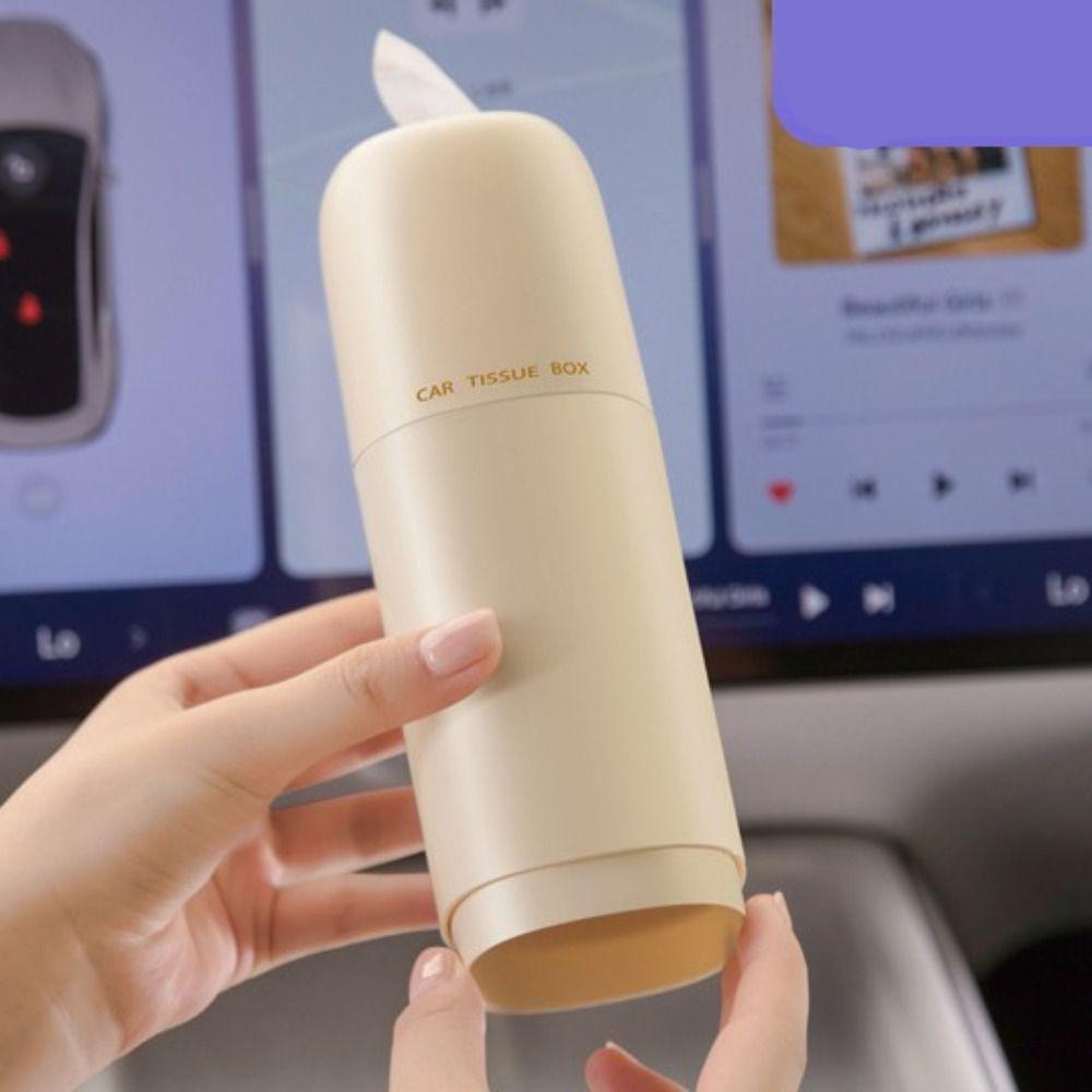 Refillable Car Tissues Cylinder Cup Holder Compact Tissues Box Round Tube Tissue Container  Office