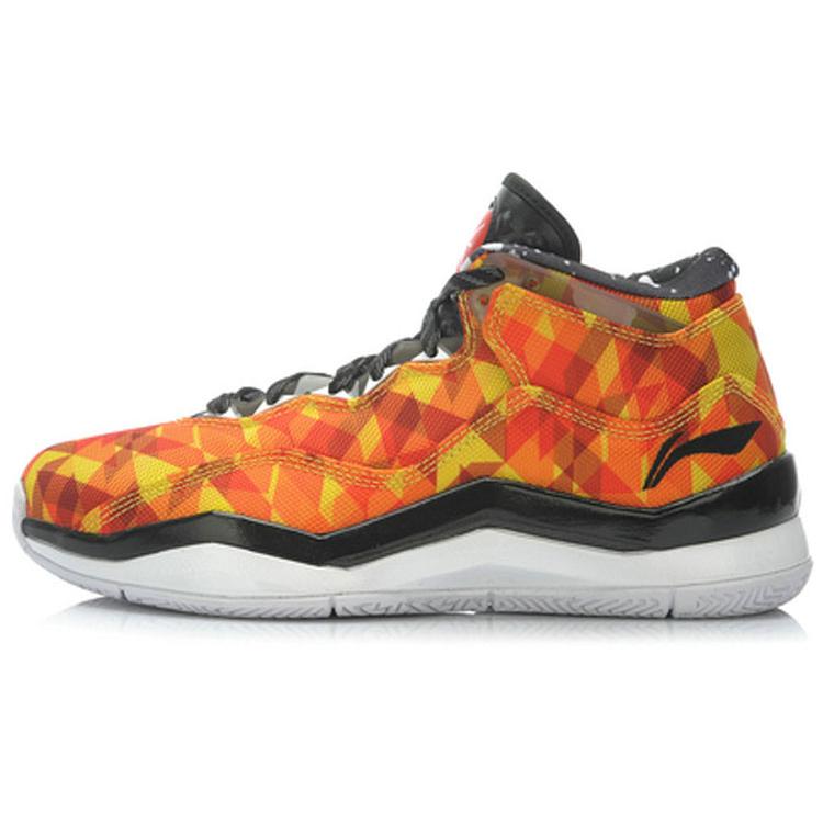

new LiNing WOW 3 Non slip Lightweight Mid Top Basketball Shoes Men s Orange Yellow 45
