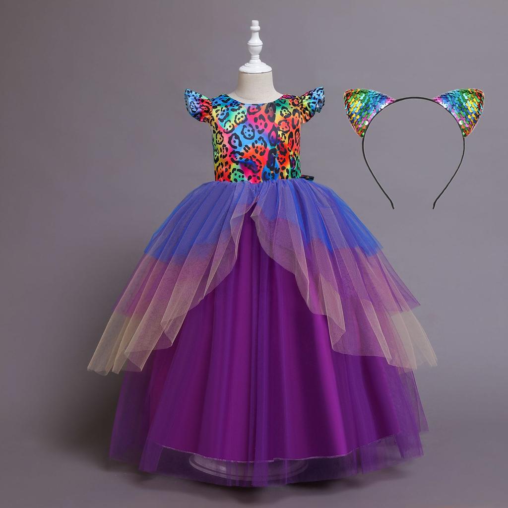 Children's Halloween Costumes Middle and Large Children's Long Gowns Cosplay Masquerade Dresses Party and Banquet Dresses