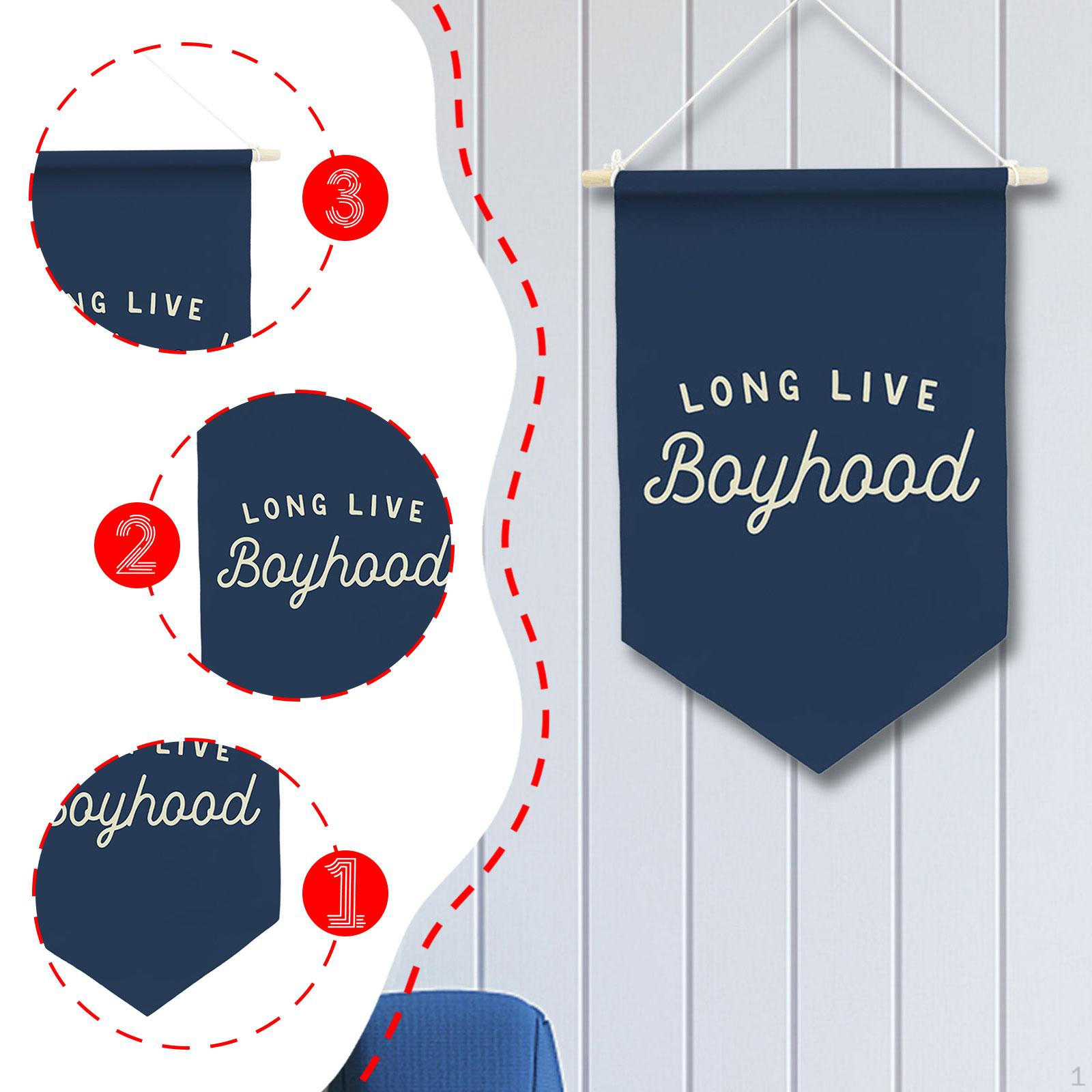 

"Long Live Boyhood" Banner, Wall Decor, Decorative And Unique, for Boy's Room, бежевий