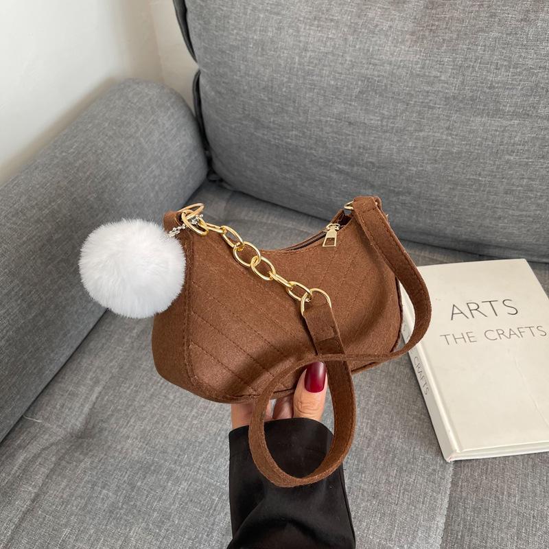 1Pcs Simple Light Weigh Underarm Bags Women'S Mini Felt Shoulder Bag Ergonomic Underarm Saddlebag Purse Shoulder Pouch