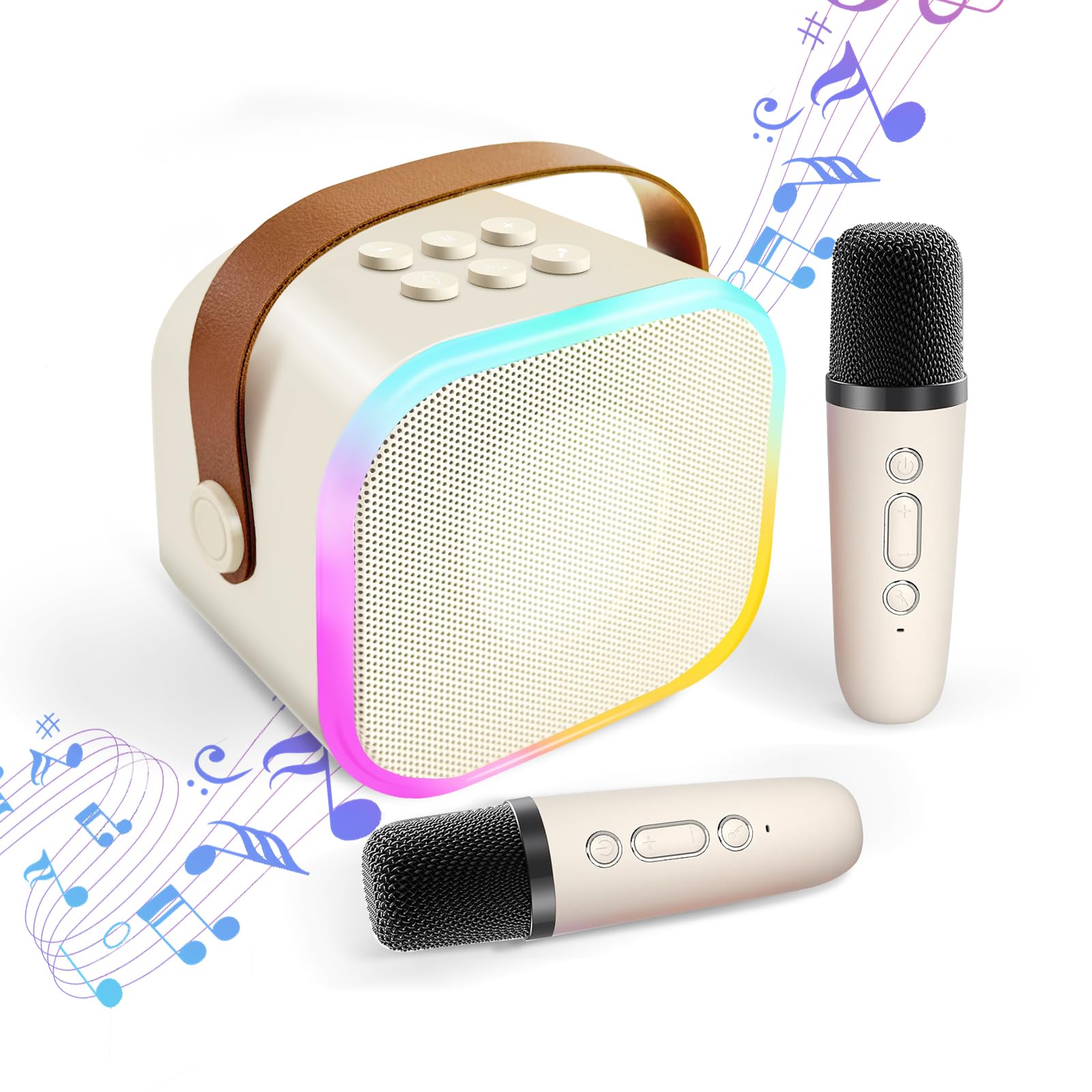 

Набір караоке HolyCrab Набір караоке Домашній мікрофон Bluetooth 2 шт. Міні-мікрофон караоке Мікрофон караоке Дитячий динамік Домашній набір PA бежевий